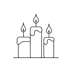 Obraz premium continuous one line three candles line art on white background | candles vector