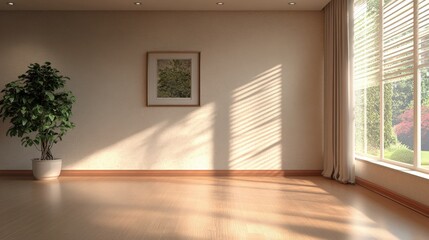 Fototapeta premium Empty Modern Home Interior with Sunlight
