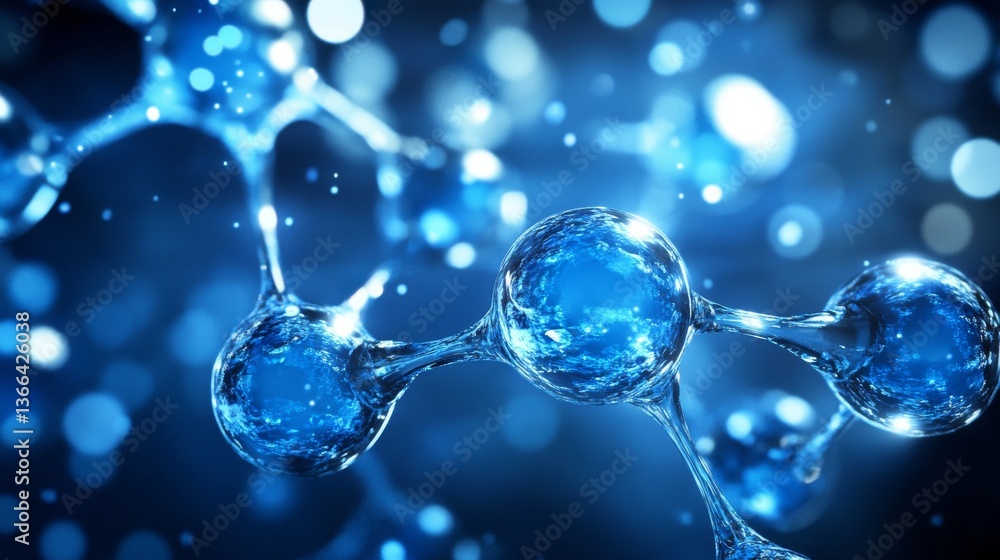 Poster detailed 3d rendering of a molecular structure against a blurred, glowing bokeh background. ideal fo