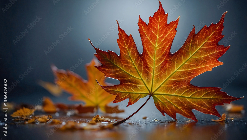 Poster autumn maple leaf isolated on a transparent background