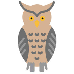Cute Eurasian Eagle Owl Vector Illustration
