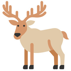Simple Cartoon Elk Illustration Isolated on White