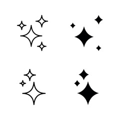 Clean shining icon set. Sparkle Sign color editable