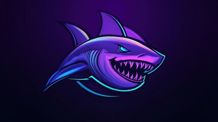 Naklejka premium Cyberpunk shark logo