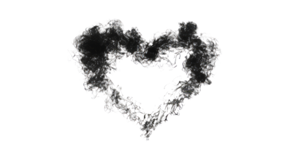 Smoke heart shape on black background, love abstract design , cut out transparent
