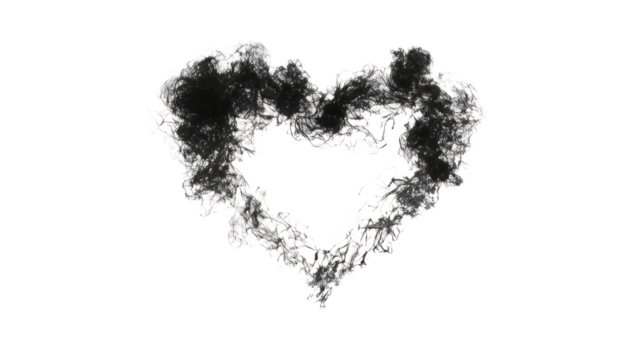Smoke heart shape on black background, love abstract design , cut out transparent