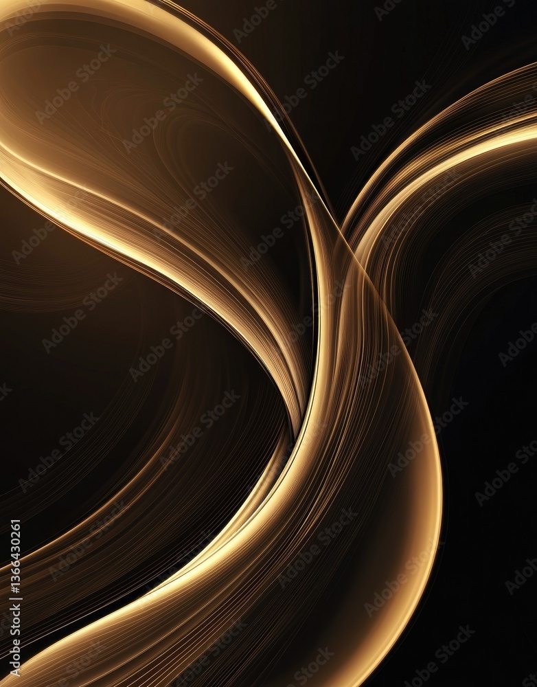 Poster abstract swirls of golden and brown tones gracefully intertwine against a dark background. creating 
