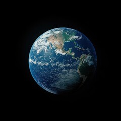 A stunning view of Earth from space. showcasing the vibrant blue oceans and green landmasses. with a backdrop of stars and cosmic elements. ideal for educational and decorative uses