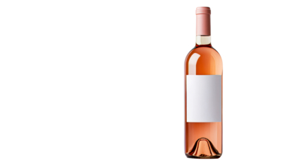 Rose wine bottle with blank label mockup product shot studio shot, cut out transparent
