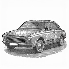 Fototapeta premium Car Black and white sketch stipple, Isolated on White Background