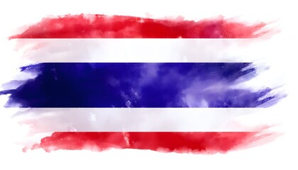 Thailand flag, isolated on a white background with copy space for text