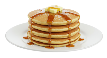 Isolated Stack of Pancakes with Maple Syrup and Butter