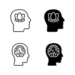 Mental health icon set color editable