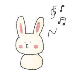 音楽を楽しむうさぎ（楽しい・リラックス・癒し・イラスト）