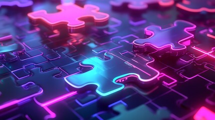 Puzzle piece concept linking digital technology smart solution image