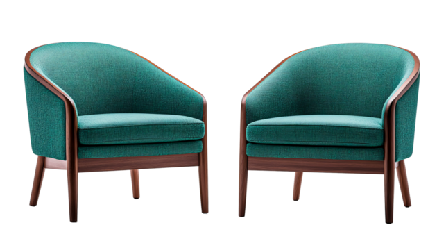 Modern teal accent chairs with wooden legs for stylish interiors
