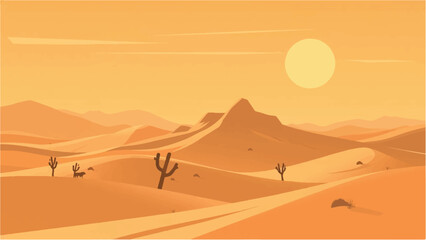 Desert landscape. Illustration of a desert landscape. Desert dunes. Vector illustration.	