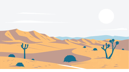 Desert landscape. Illustration of a desert landscape. Desert dunes. Vector illustration.	