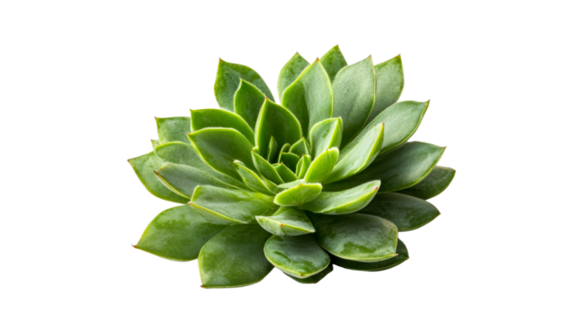 Green succulent on black background, isolated, cut out transparent