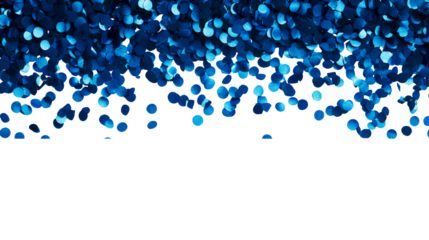 Blue confetti falling, festive celebration, party decoration, cut out transparent
