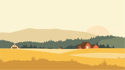 Farm landscape. Vector illustration.  © shazam