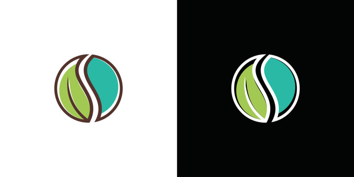 simple leaf and water logo vector