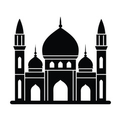 Vector illustration of Taj Mahal silhouette with architectural elements, symbolizing Indian culture and tourism