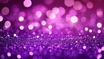 A purple bokeh background with blurred light spots and particles, a gradient effect from deep purple to light purple