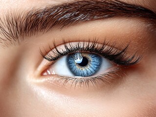 Obraz premium Blue Eye with Eyelashes, and Closeup.