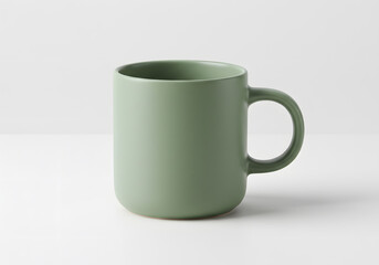 Fototapeta premium Ceramic coffee mug with minimalist handle and solid neutral color on white background