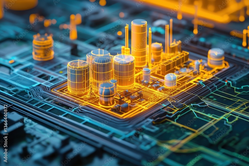 Poster detailed glowing computer circuit board with electronic components. perfect for technology, future, 