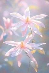Fototapeta premium Dreamy Pastel Pink Magnolia Blossoms in Soft Light