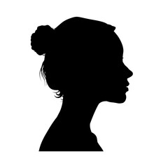 young woman profile silhouette, beautiful girl - vector illustration