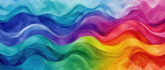 Fototapeta premium Vibrant abstract wavy lines in multicolor spectrum illustration
