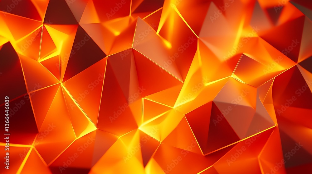 Aufkleber abstract orange polygon mesh background with glowing edges for digital art and design projects.