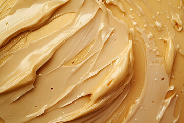 Luxurious Creamy Caramel Swirl, A Decadent Dessert Dream Texture Close-Up