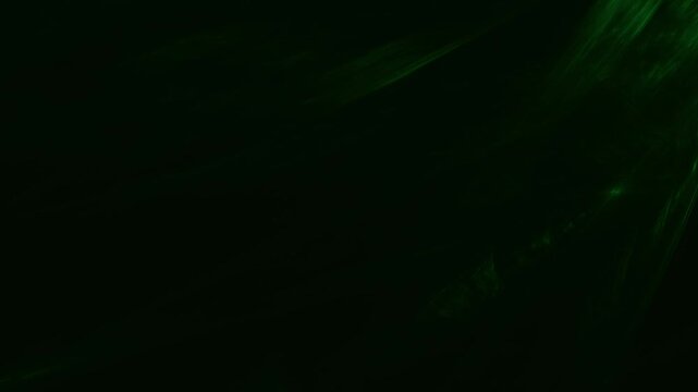 Leuchtende gr&uuml;ne filigrane Lichtfasern &ndash; dynamische Wissenschafts- und Technologie-Visualisierung zu Datentransfer und moderner Kommunikation, Nebel, Forschung
