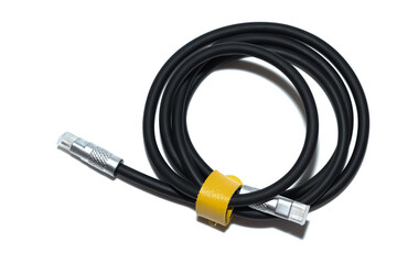 Fast charging cable with type-c and type-c interface on white insulating background