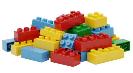 Isolated Pile of Colorful Building Blocks