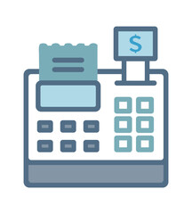 Cash Register Icon Vector, Point of Sale System Graphic, Retail Cash Register Illustration, Checkout Counter Vector Design, Cash Register with Receipt Symbol