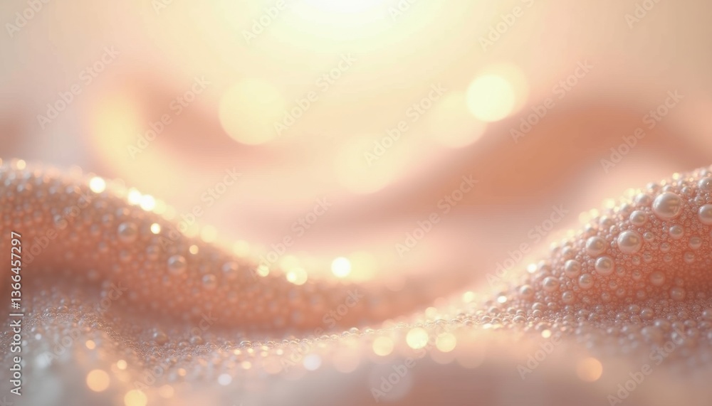 Aufkleber abstract waves with dewdrops under soft light