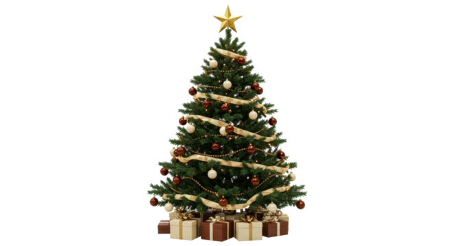 Isolated Decorated Christmas Tree