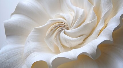 Intricate ivory abstract floral formation with soft textures, swirling patterns, and a delicate, organic flow creates a visually captivating composition.