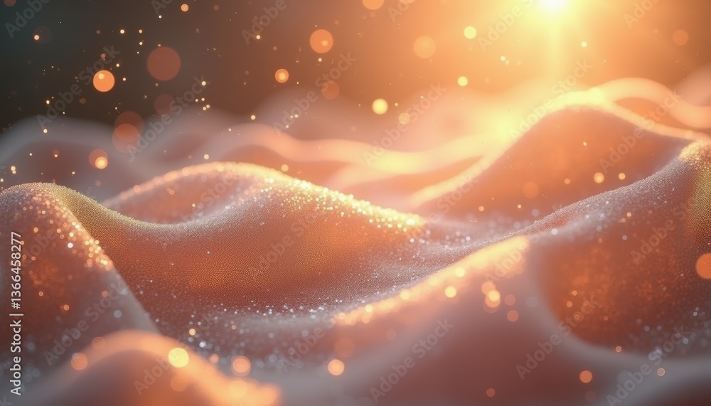 Poster Abstract golden waves with shimmering light and soft texture  