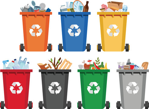 Garbage sorting container with recycle symbol. Ecology and recycle concept. Vector flat illustrations