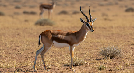 Elegant Cuvier's Gazelle in North African landscape standing gracefully in open field