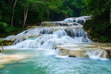 Obraz premium Tropical Waterfall Cascades. (1)