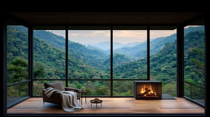 Mountain View Cozy Cabin Interior.