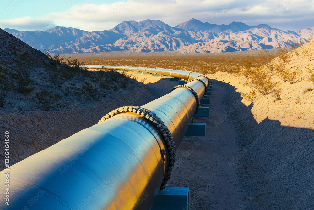 Aufkleber Infrastructure supporting desert pipeline transportation system Generative AI