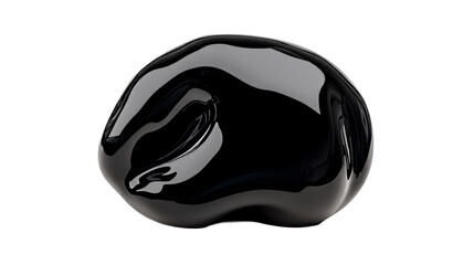 Glossy, Abstract Black Shape with Reflections, cut out transparent